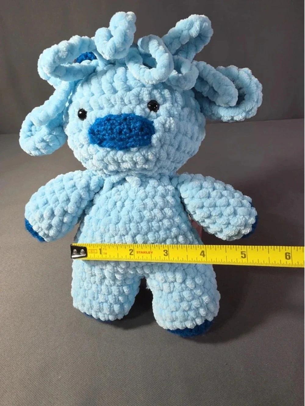 Handmade Blueberry Highland Cow Crocheted Plushie Amigurumi Toy